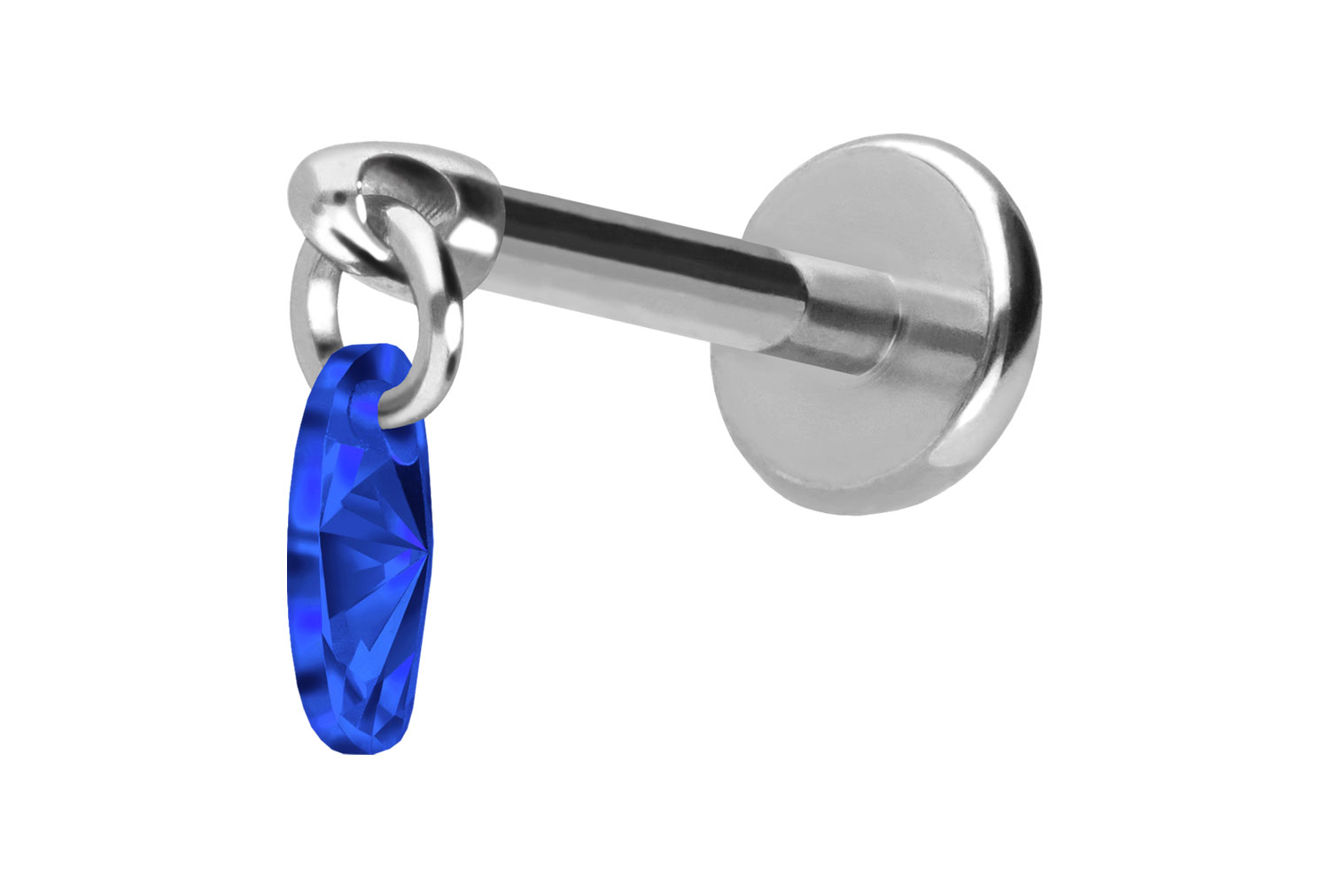 Titan Labret Piercing mit Push Fit KRISTALLOVAL